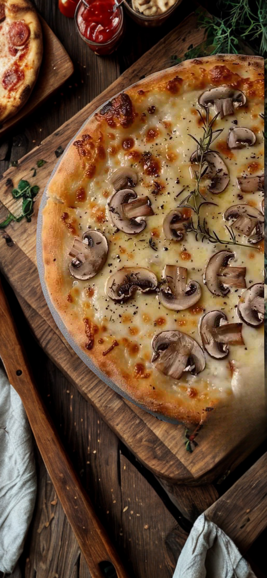 Pizza Pollo y champiñones